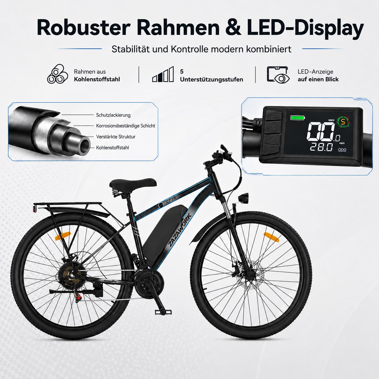 TIGUOWISH C29pro Elektrofahrrad für Erwachsene, abnehmbarer Akku, 48 V 15/18,6 Ah, Geländemotor, Mountainbike mit 21 Gängen, hydraulische Scheibenbremse, intelligentes LCD-Display