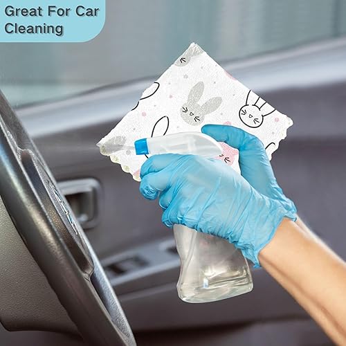 Miniatura 7 de Cute Bunnys Head Quality Print Microfiber Towel for Kitchen Quick Dry 6 Pack Microfiber Towel for Restaurant Coffee