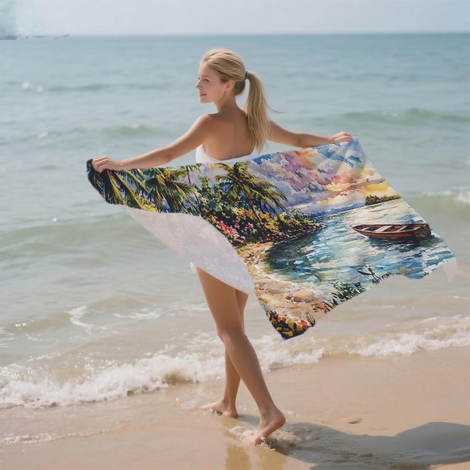 Toalla Playa Grande 160x220 Toalla Playa Microfibra, Ligera Secado Rápido, Sin Arena Portátil Toallas para Viajes, Hombre, Mujer Toallas, para Natación, Camping, Gimnasio (Color Playa) p-325