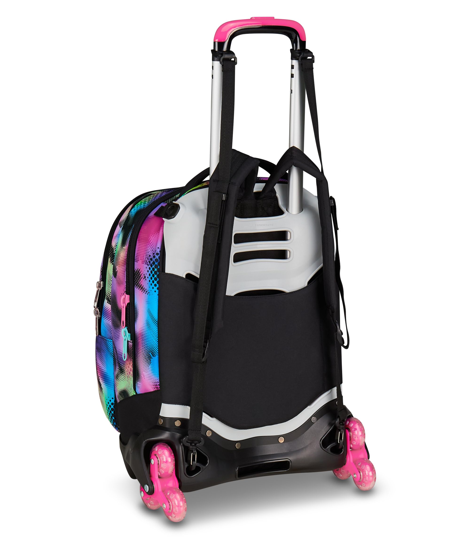 Seven Trolley Scuola Jack 3 Ruote Detach Write Down, Fucsia Azzurro, Zaino Con Carrello Sganciabile Da 37 Litri, Tasca Borraccia, Zainetto Staccabile, Multiuso e Spazioso, Per Scuola Elementare e