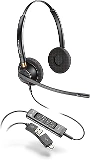 PolyÂ - EncoreProÂ 525Â USB-A and USB-CÂ USB HeadsetÂ (Plantronics)Â - Acoustic Hearing ProtectionÂ -Â HoldÂ &Â Call Answer Buttons - Dual Ear Wearing Style
