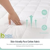 Vista 2 de Protector de colchón Queen de algodón, protector de colchón acolchado, protector de colchón Queen de 18 a 22 pulgadas con bolsillo profundo