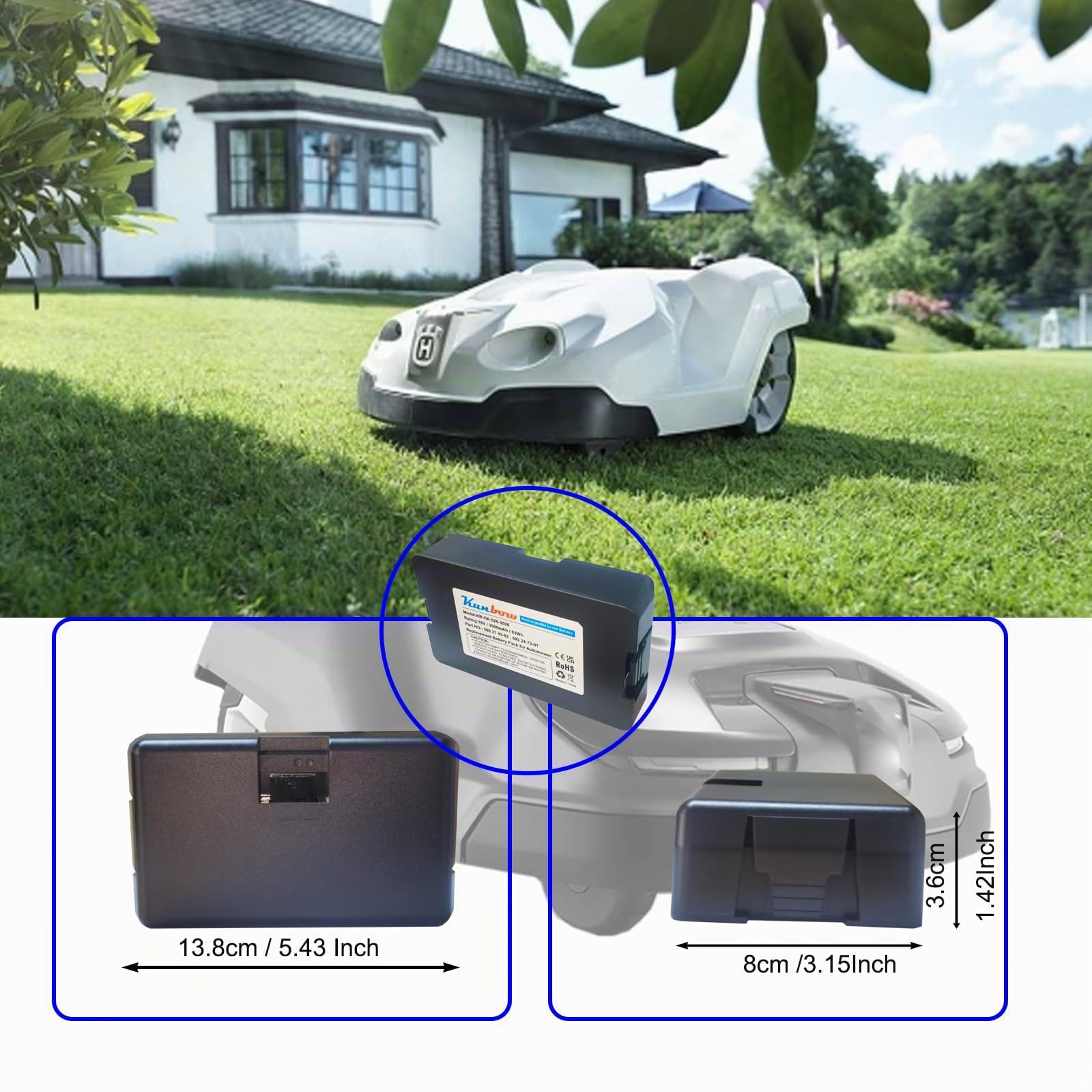 18V 3500mAh Batterie de remplacement pour robot tondeuse Husqvarna Automower 115H, Automower 305 2020, Automower 310 2020, Automower 520 2021, Automower 520 2022, Automower Limited Edition 2020