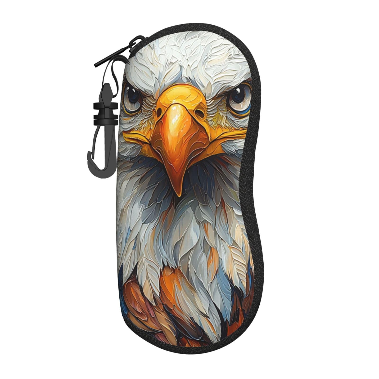 Peiyeety Unisex As Pic Soft Sunglasses Case Ultra Light Zipper Eyeglass Portable Glasses Pouch With Belt Clip - Bald Eagle
