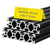 Vista 46 de BELLA BAYS 4 piezas de perfil de extrusión de aluminio ranura V de 15.75 pulgadas 400mm 2020 estándar europeo anodizado plateado guía de riel lineal