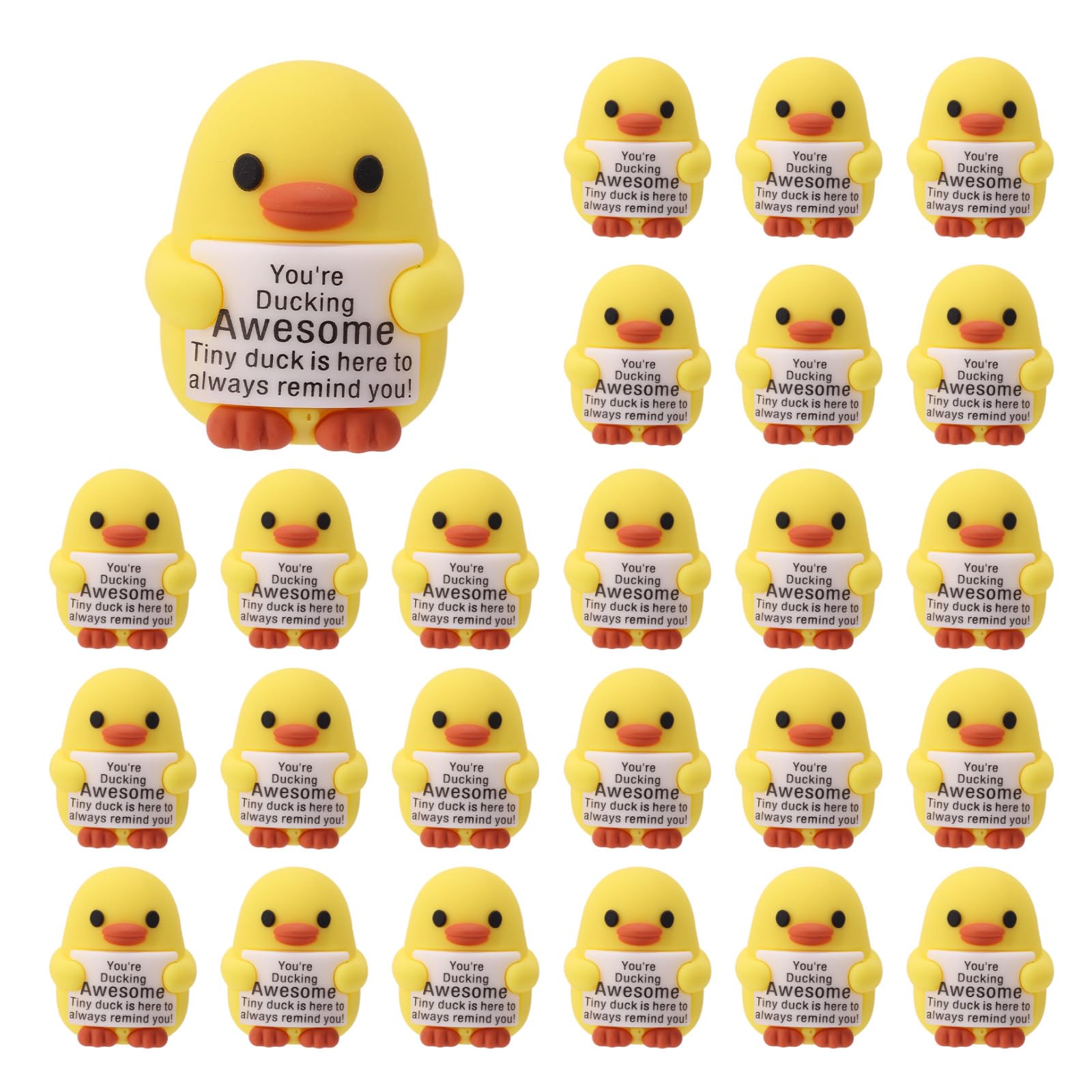 Lyreh 25pcs Mini Positive Rubber Ducks, Inspirational Thank You Gifts Motivational Encouragement Present for Coworkers Teachers Employees Birthday