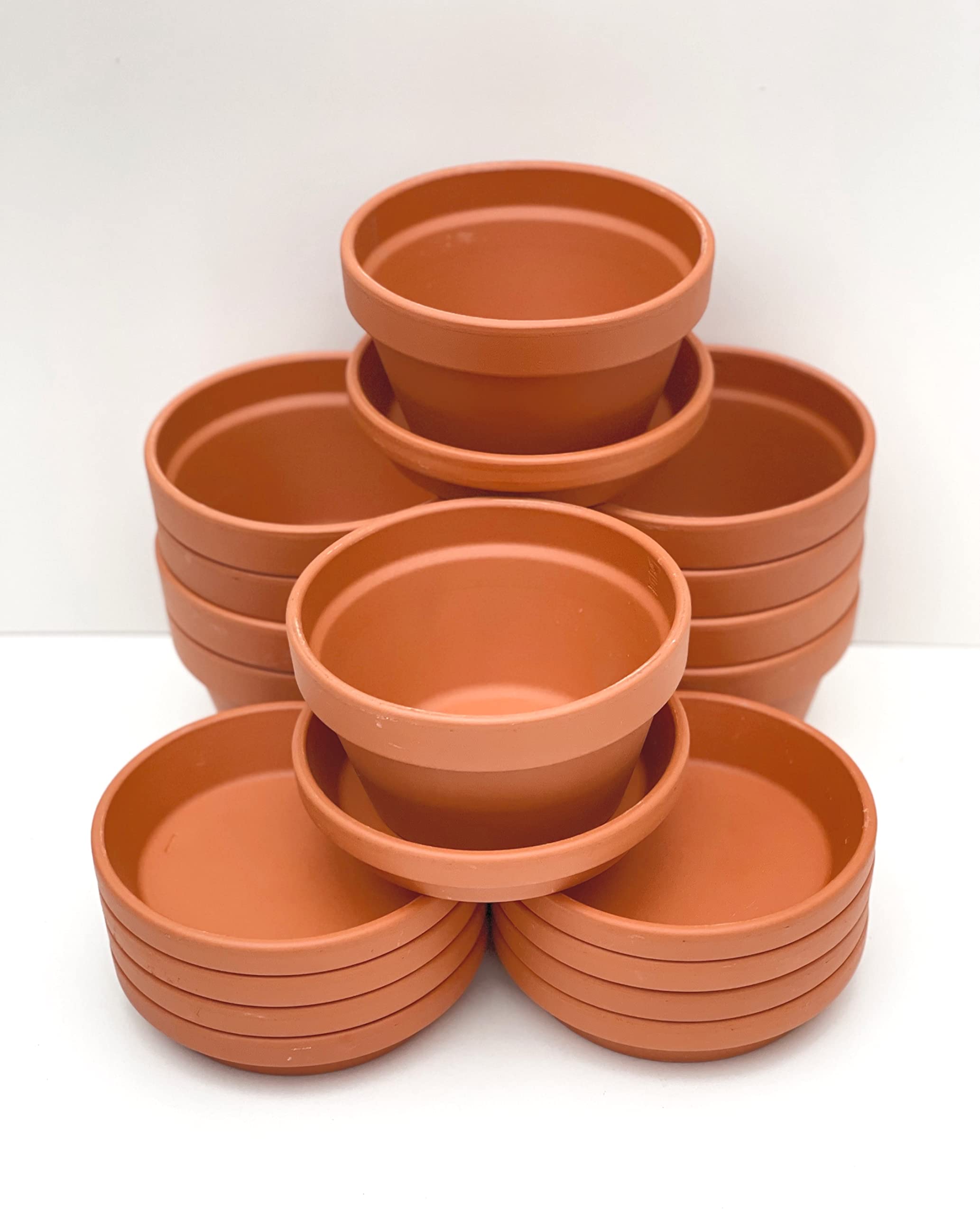 Spang Terracotta Half Pots With Saucers Pack HF13/S13 (Pack of 10)