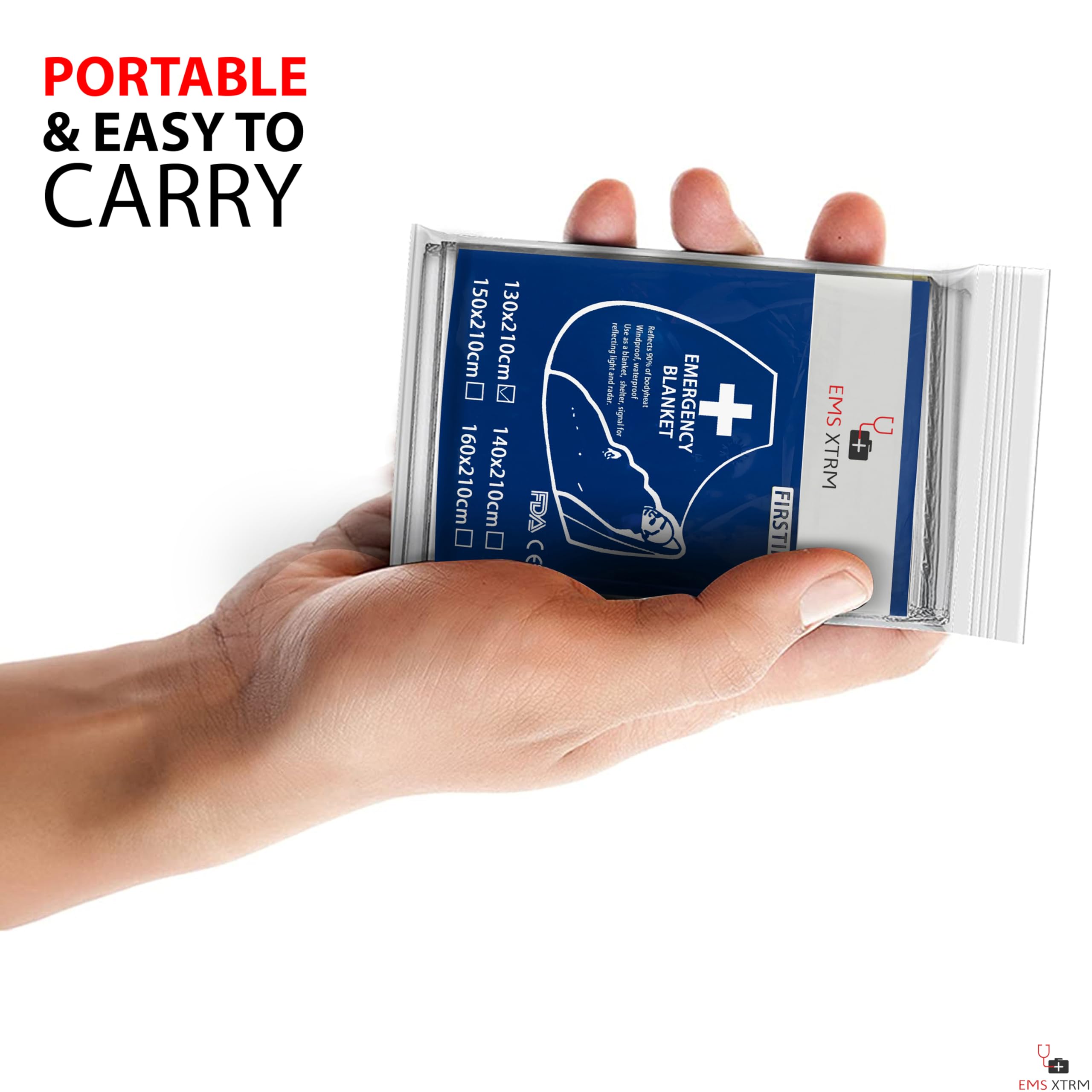 EMS XTRM Mylar Emergency Blankets - Advanced Emergency Survival Blanket, Bulk Multi-Pack Options, Ideal for First Response and Outdoor Use, Emergency Space Blanket (50)