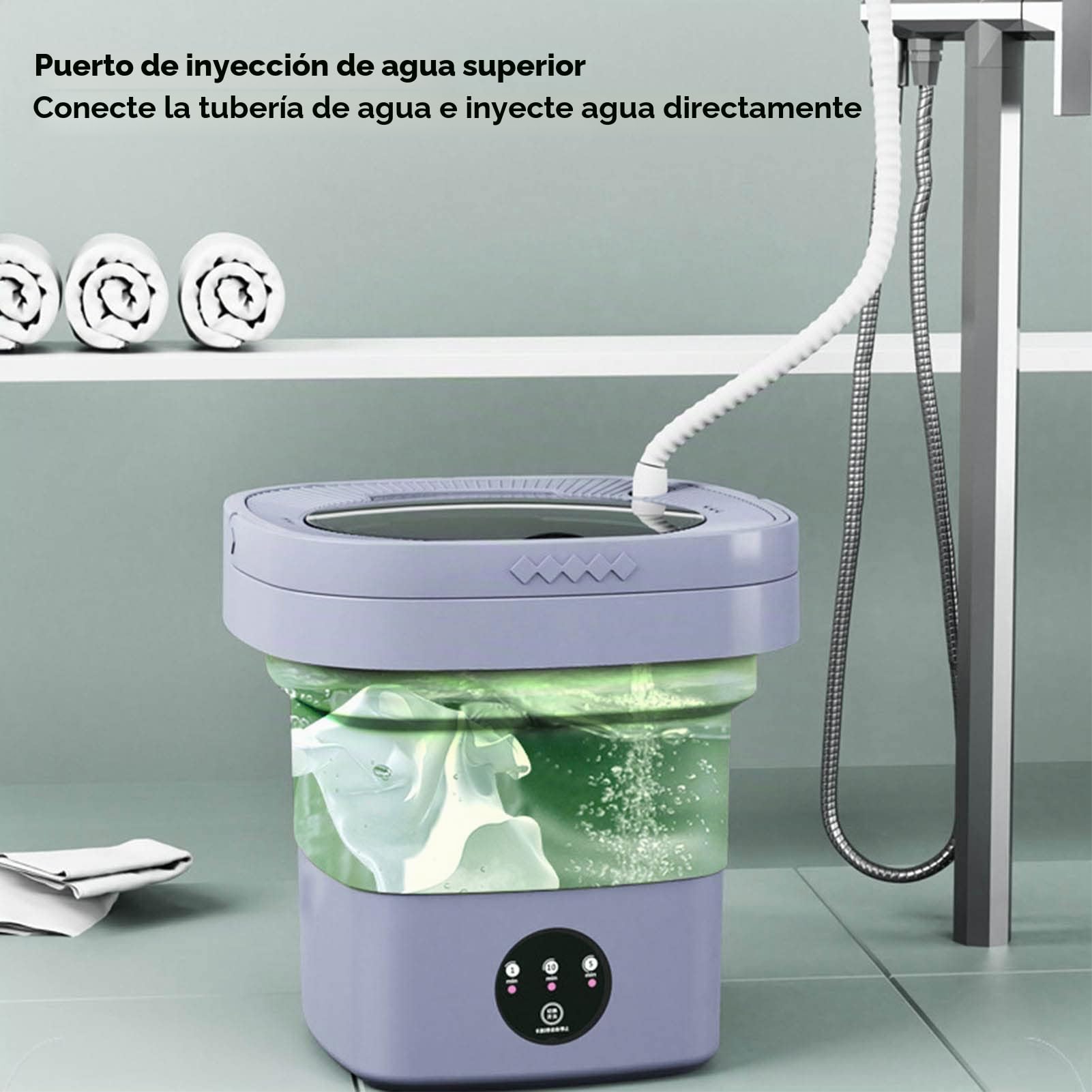 Fockety Lavadora Portátil, Mini Lavadora Plegable de 6,5 L con Secador Giratorio y 3 Modos, Lavadora Portátil Semiautomática de Limpieza Profunda para Caravana, Camping, Apartamento (Púrpura)