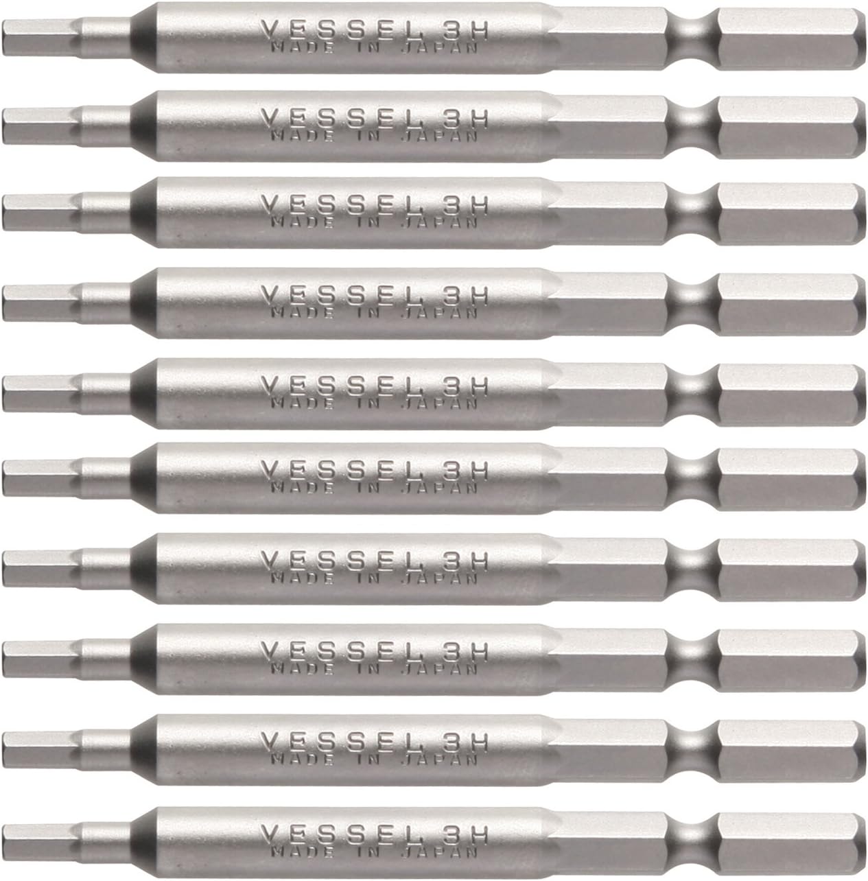 Vessel Hex Bit B34, Opposite Side 0.1 x 2.8 inches (3 x 70 mm), Hardness, Set of 10, Hex Hole Included, For Bolts, Screws ZP
