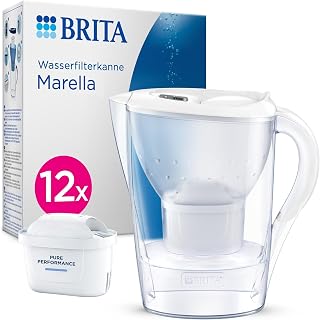 BRITA Wasserfilter-Kanne MAXTRA Marella, 12x Pure Performance Kartusche