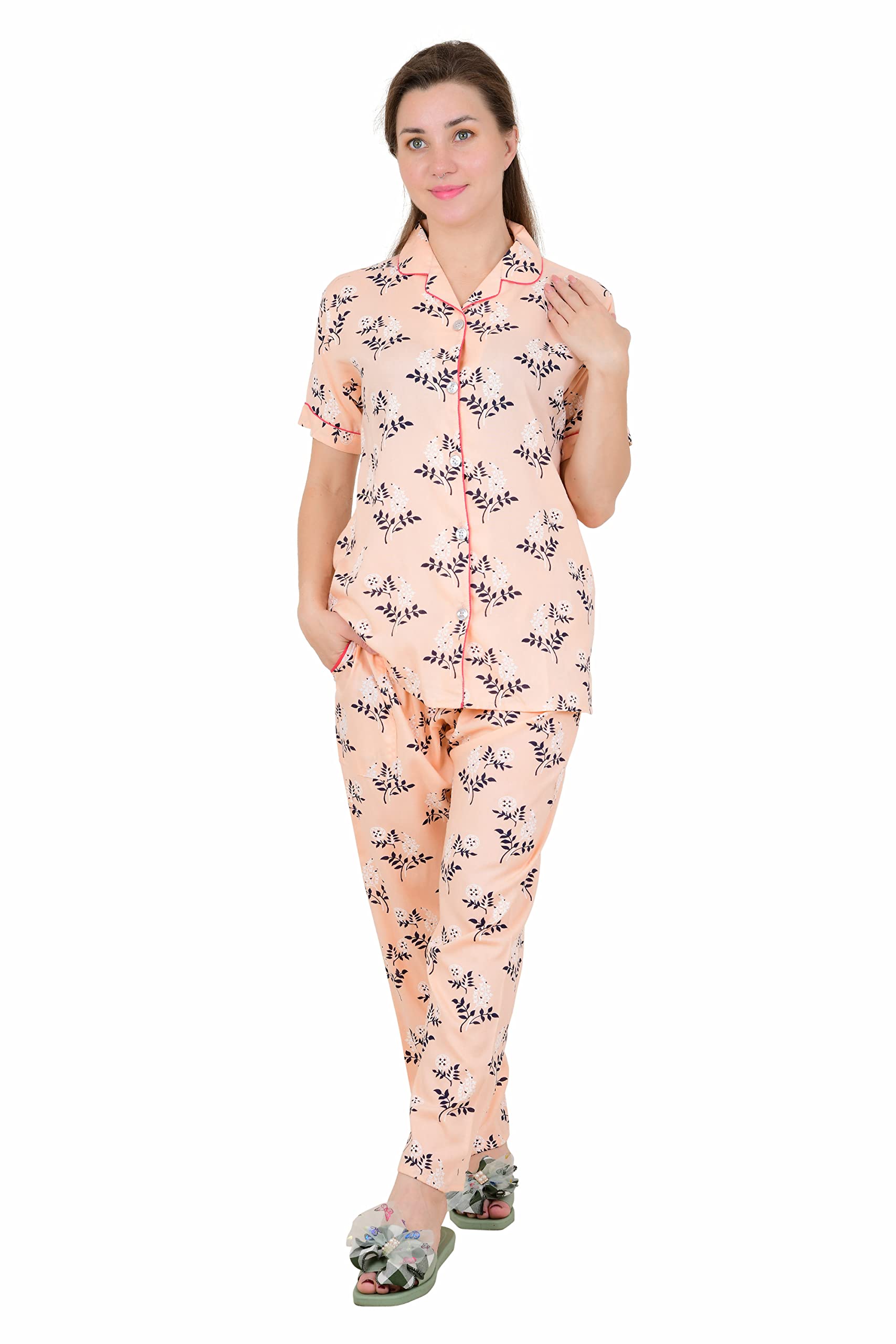 Women Online Printed Nightsuit Set Best Night Suits in Summer/Ladies Latest Cotton Best for Cute Girls-image-29