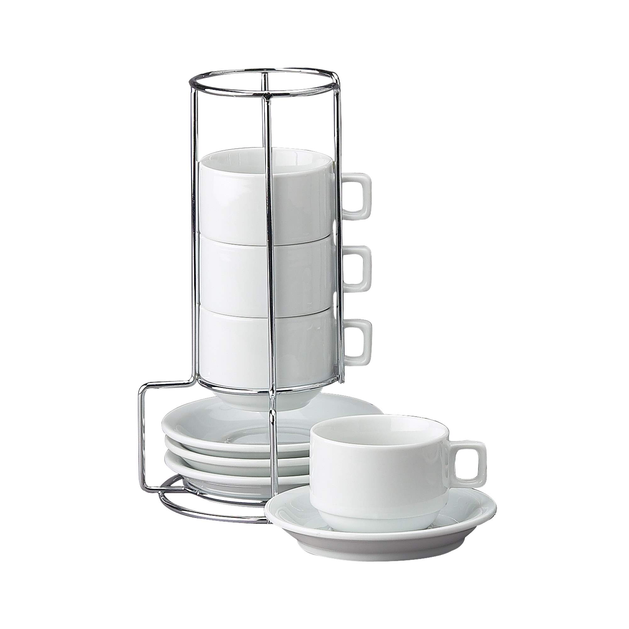 Buy HIC 9Piece Stackable Espresso Coffee Set, Fine White Porcelain, 4