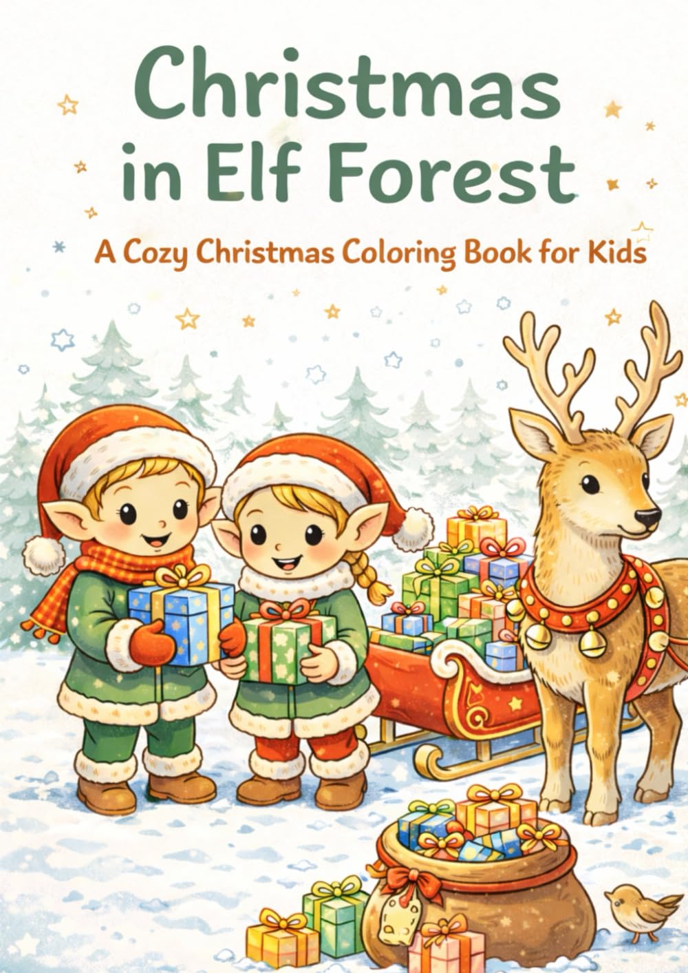 Christmas in Elf Forest: A Cozy Christmas Coloring Book for Kids