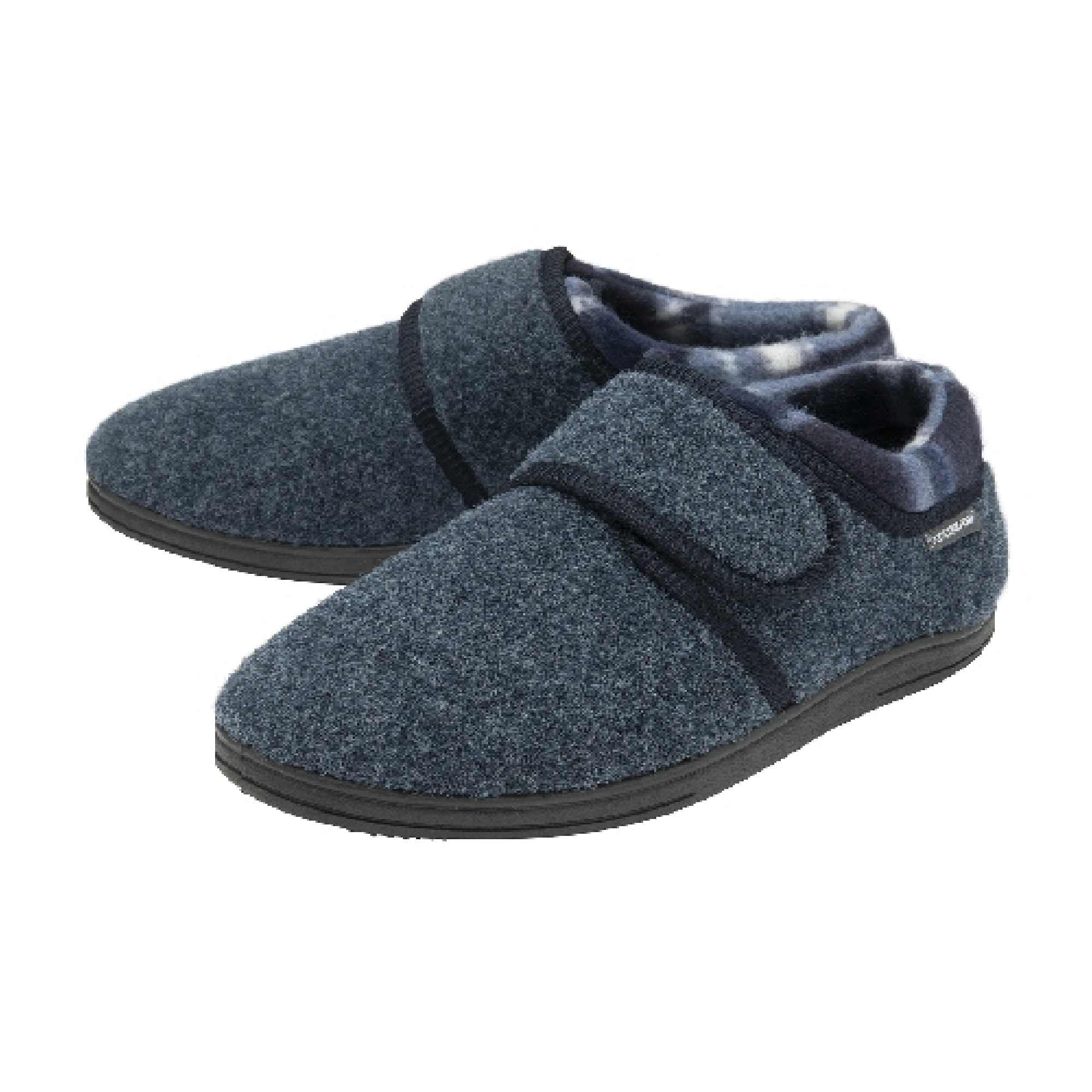 Dunlop Men's Navy Velcro Memory Foam Orthopaedic Easy Close House Slippers