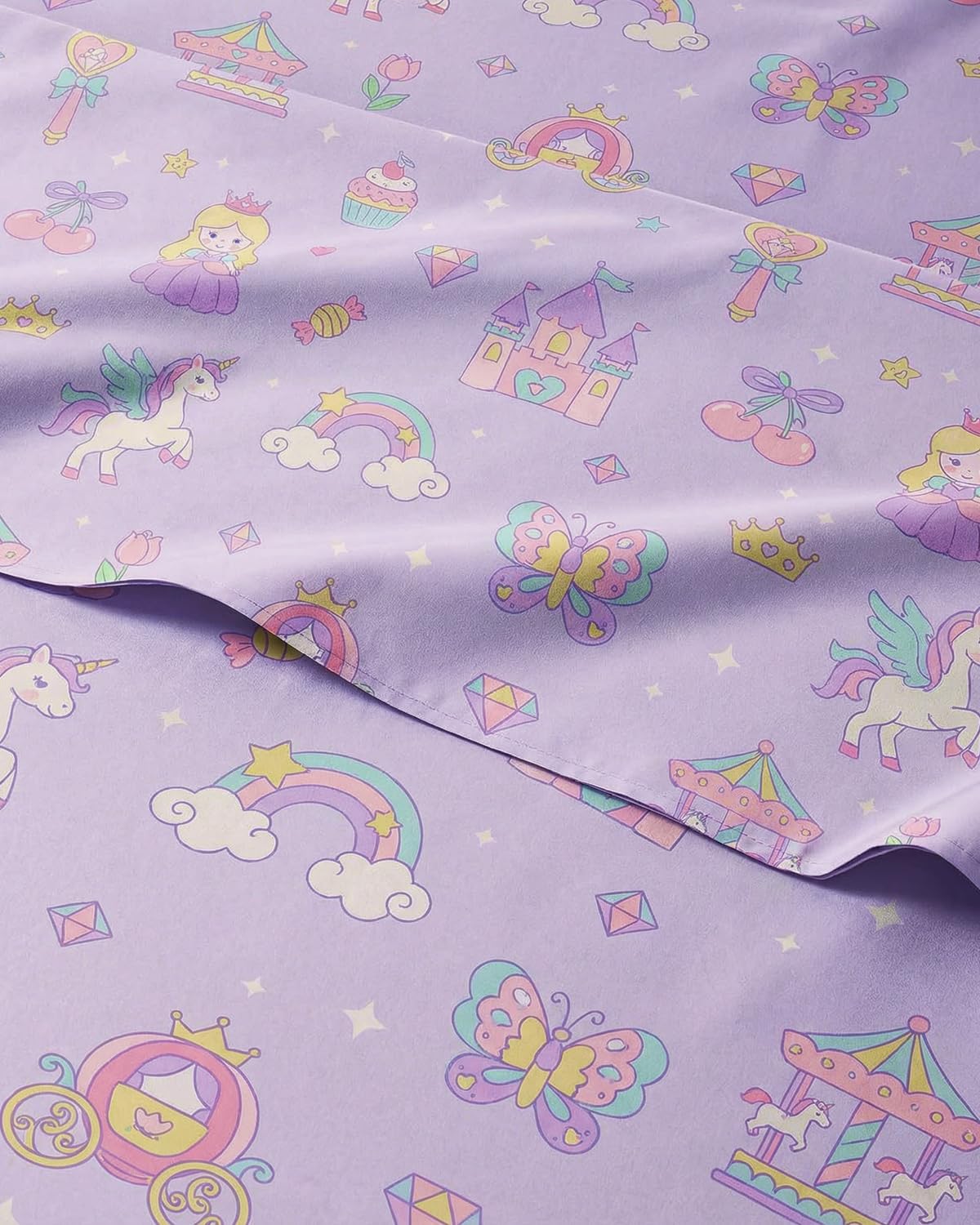 Kids Full Size Princess Dreamland Bed Sheets - 4 Piece Kids Sheet Set