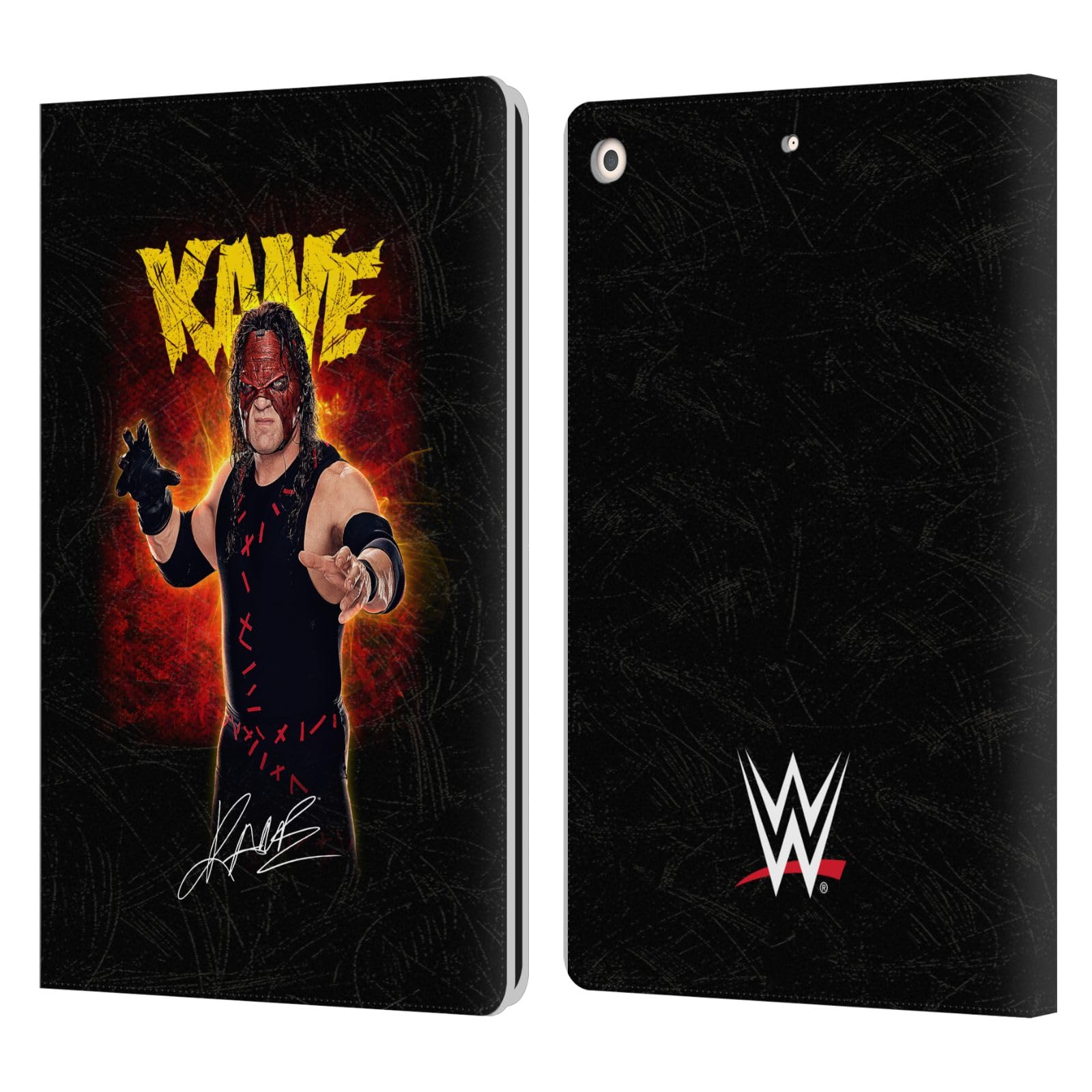 Head Case Designs Officially Licensed WWE LED Image Kane Leather Book Wallet Case Cover Compatible with Apple iPad 10.2 2019/2020/2021