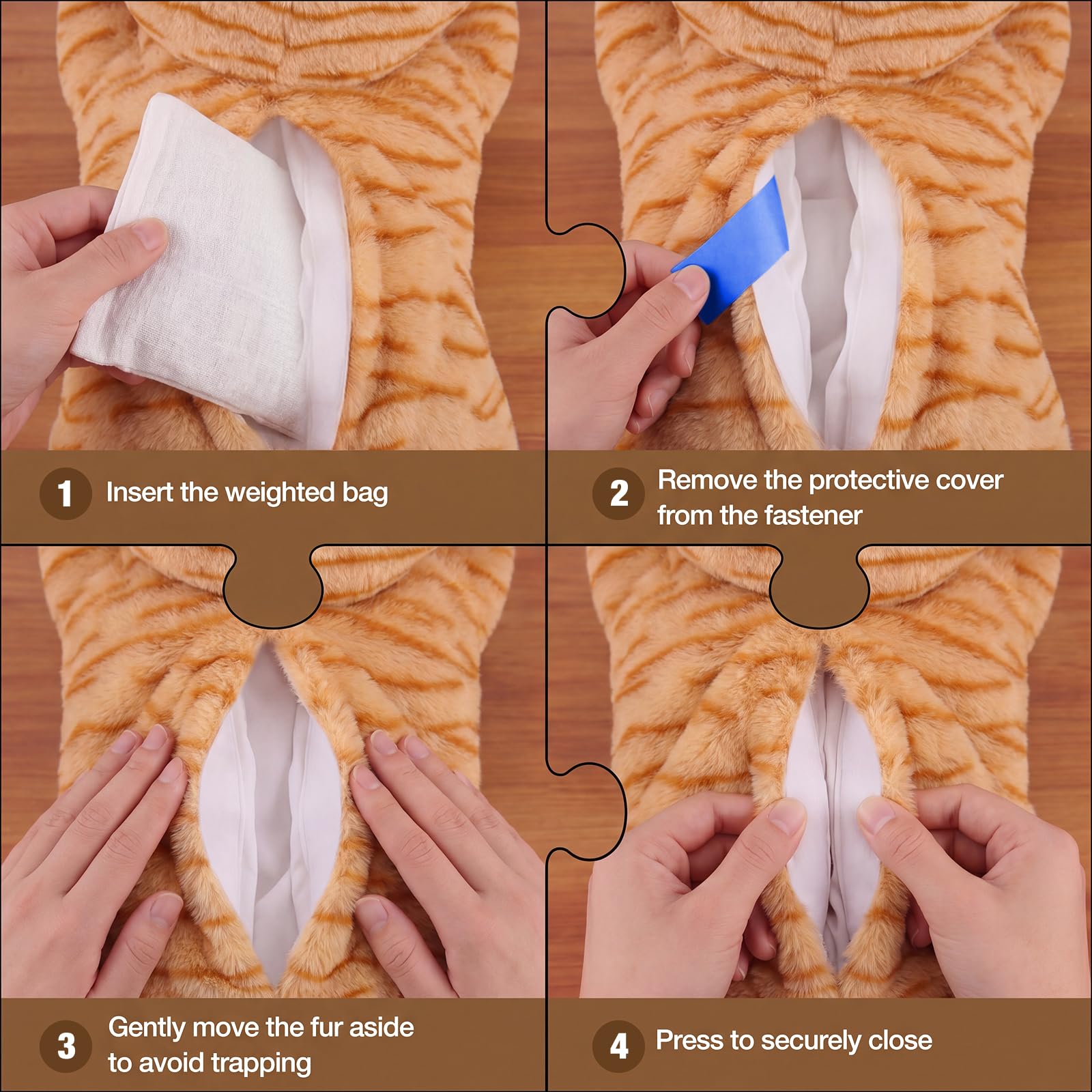 Animales de peluche con peso de gato de 25 pulgadas y 4.4 libras para mayor comodidad, almohadas de peluche suaves para niños, peluches grandes con bolsa de cerámica extraíble, regalos para adultos,