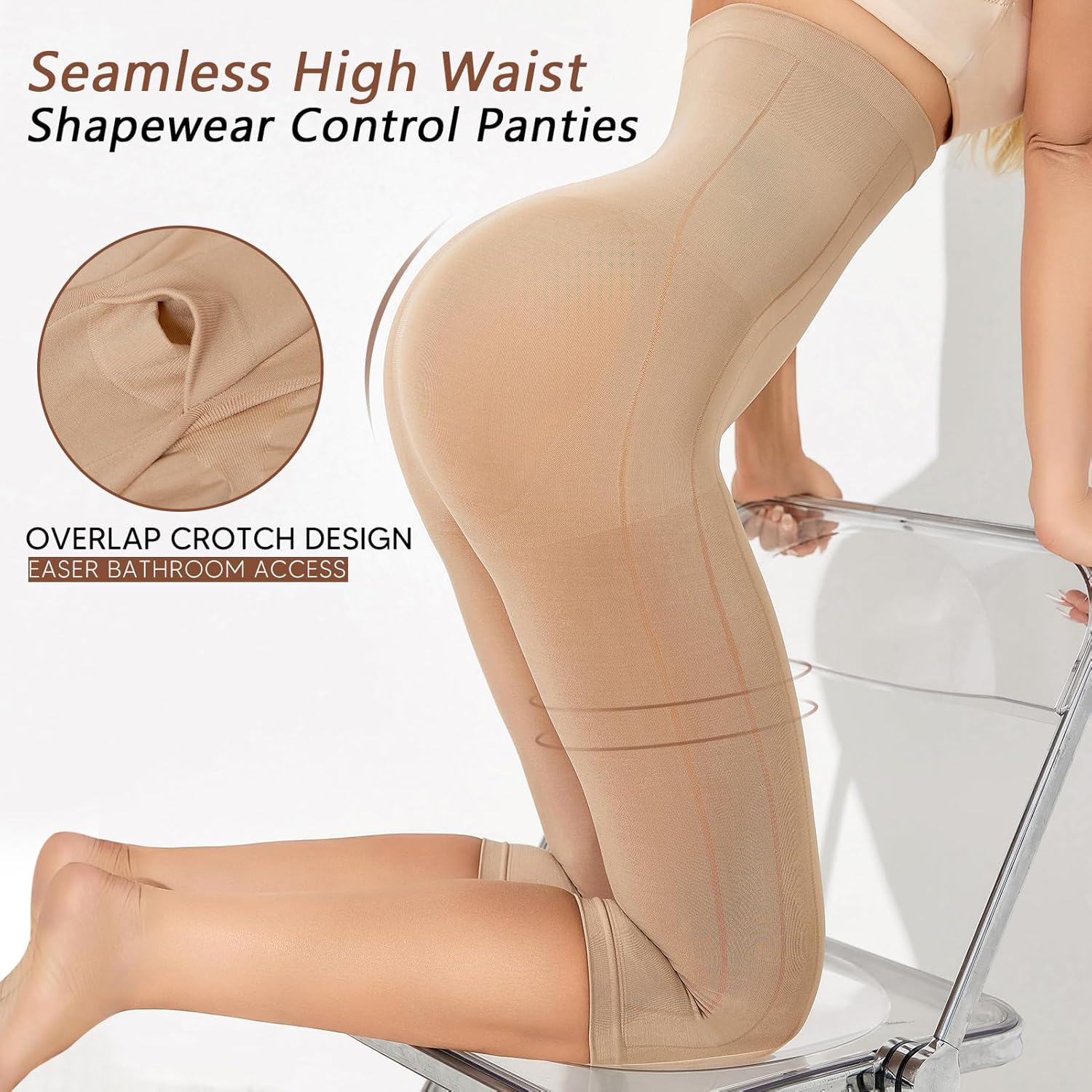 Women Shapewear Compression Leggings Tummy Control High Waisted Butt Lifting Panties Thigh Slimmer Capri Leggings - Image 4