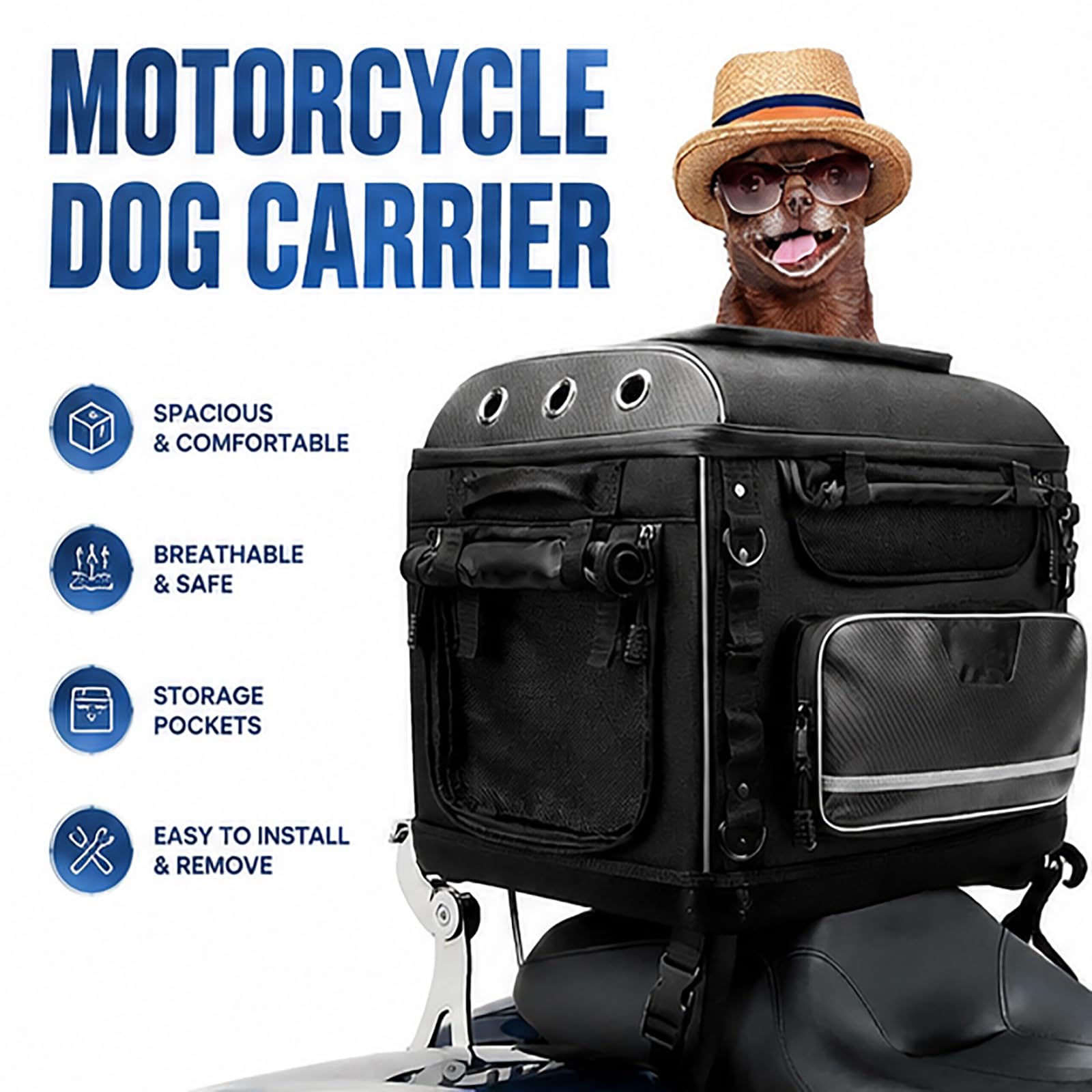 Transporter dla psa na motocykl, torba podróżna dla zwierzęcia na motocykl