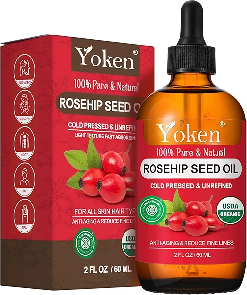 Organic Rosehip Seed Oil for Face,100% USDA Pure Rosehip Oils for Skin,Scars,Hair & Nails.2 fl Oz Cold Pressed Rose HIPS Oils for Skin Care, Anti-Aging, Scar Treatment, GUA SHA Massage Carrier Oil