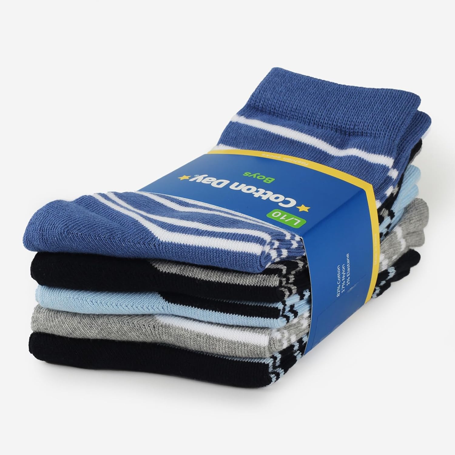 COTTON DAY Kids Boys Crew Dress Socks Bright Colorful Stripes Design - Image 6