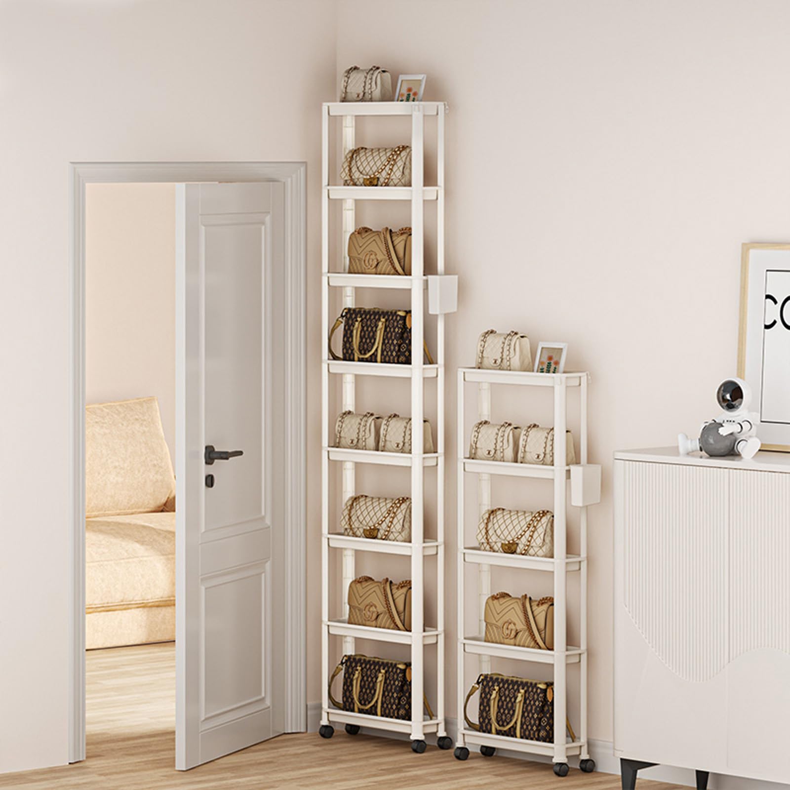 Petit Organisateur de Chariot Roulant - Chariot de Rangement sur Roues verrouillable pour Les espaces étroits | Étagères de Salle de Bain étanches | Douche, Garde-Manger,9cm,6 Tier