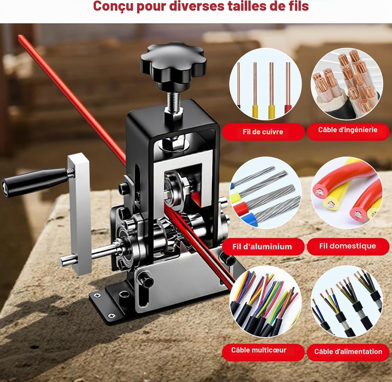 Denudeuse de Cable Electrique, Pince à Denuder Electricien Electrique, pour Câble 1-25 mm, Multifonction Denudeur Cable Electrique Machine a Denuder Le Cuivre, pour Le Recyclage des Fils