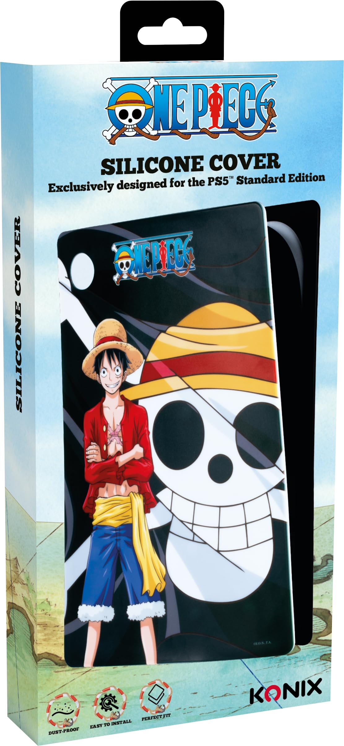 Konix One Piece - Funda Protectora para Consola PS5 (Silicona, antigolpes, Resistente a los arañazos), diseño de Luffy, Color Negro