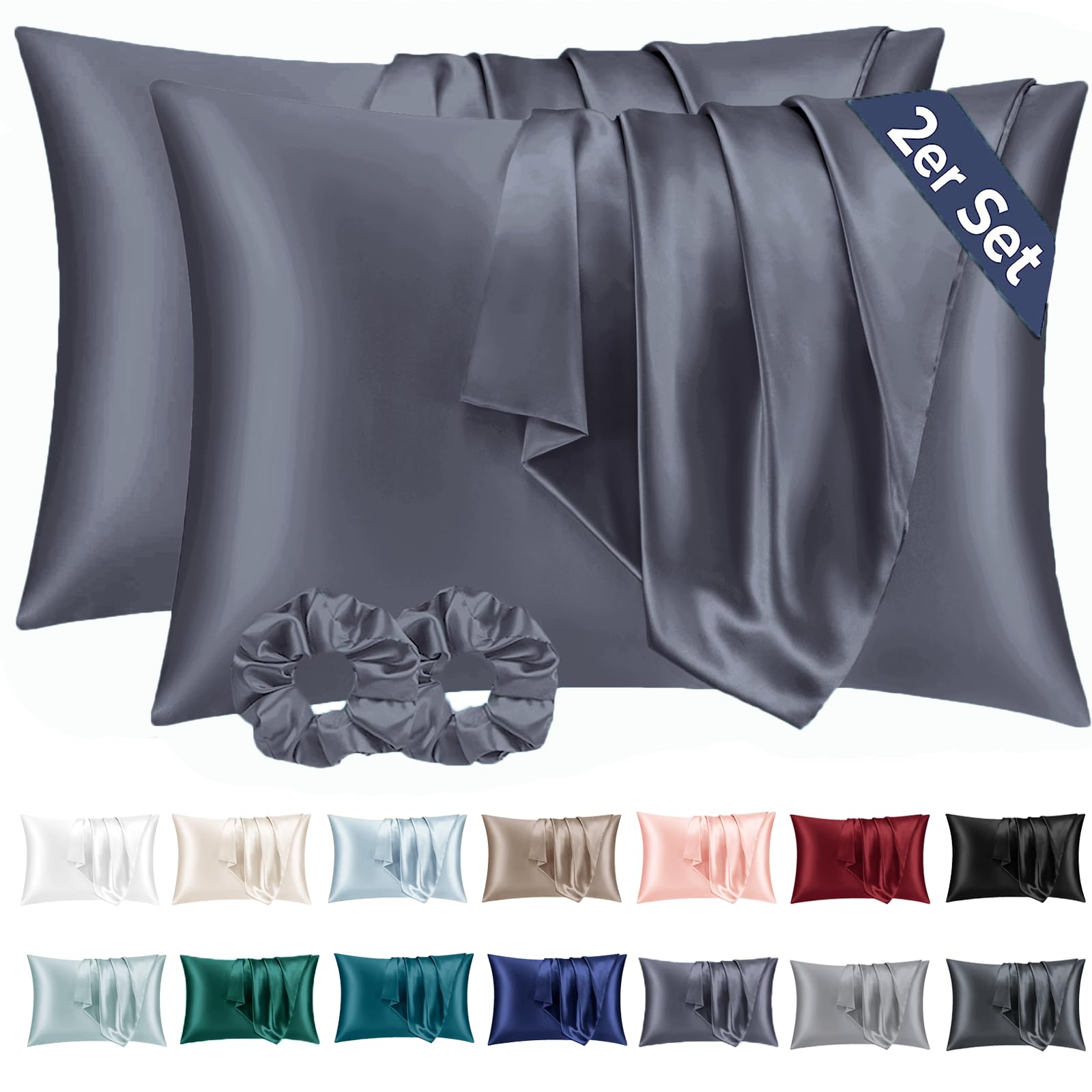 Vielit 2 Pack Satin Pillowcase 70 x 40 Blue Purple