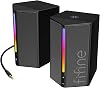 مكبر صوت كمبيوتر FIFINE، مكبرات صوت كمبيوتر مكتبي مع RGB، التحكم في مستوى الصوت، مكبرات صوت للألعاب تعمل بمنفذ USB، مدعومة بكابل صوت Aux مقاس 3.5 مم، شاشة كمبيوتر محمول، هاتف