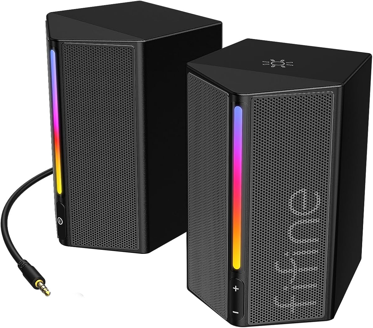 AmpliGame A20 2.0 Stereo Computer Speakers for Desktop PC with RGB | Clear Stereo Audio, Volume Control, 3.5mm Aux, RGB , USB-Powered, Punchy Bass, for TV Monitor Phone Tablet Music Gaming