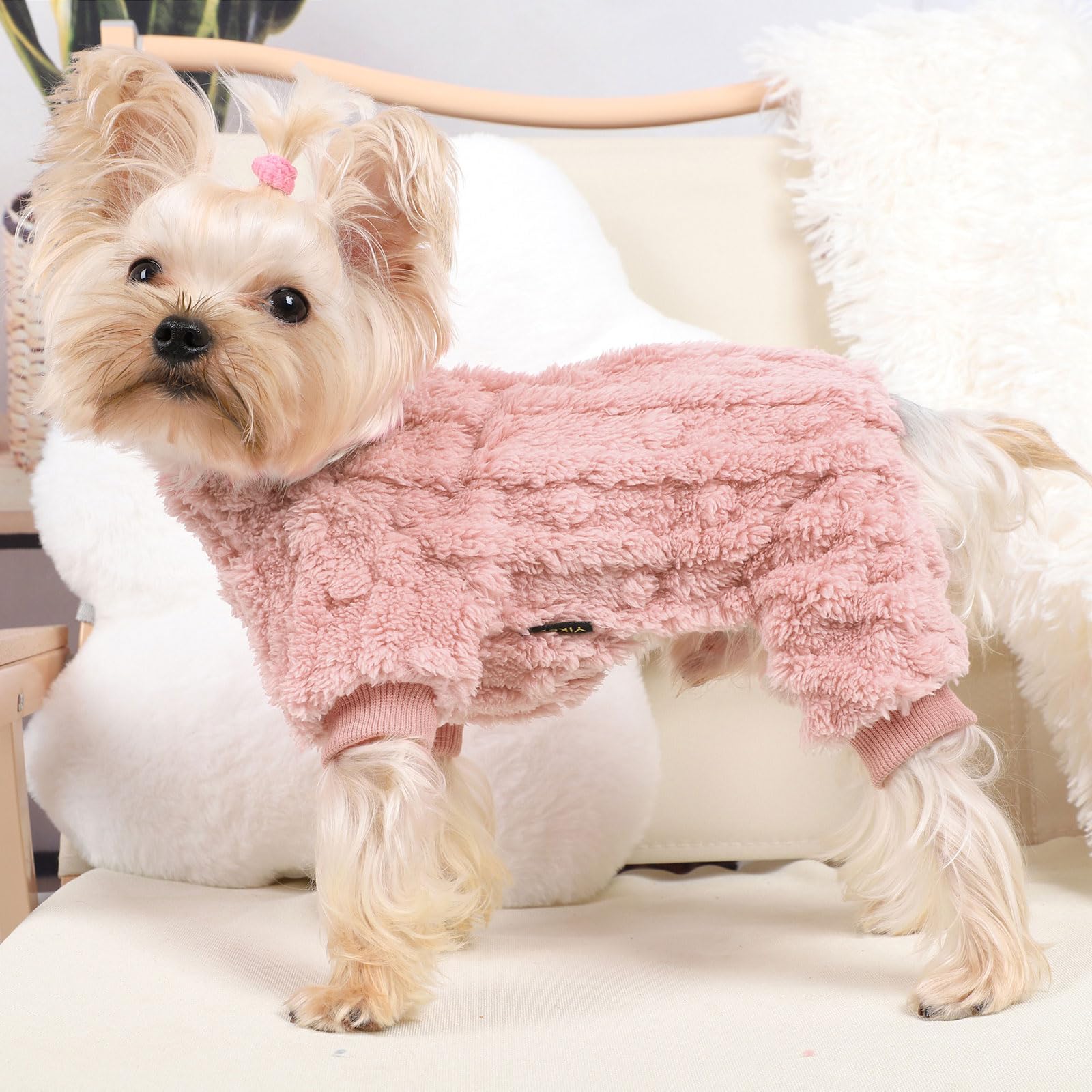 Pyjama pour chiens de petite taille, pull à col roulé – Chandail à col roulé – Vêtements épais et chauds – Manteau en polaire pour temps froid – Pyjama d'hiver pour chihuahua, yorkshire, animal de