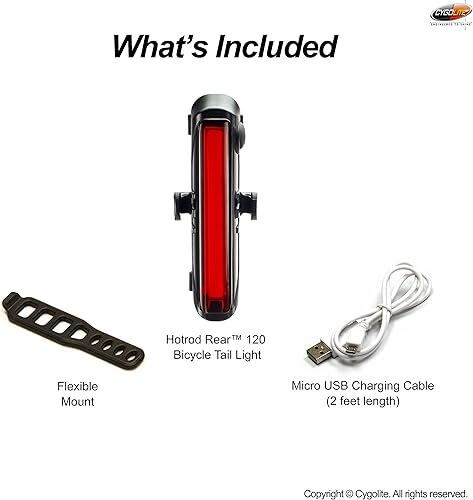 Miniatura 7 de Cygolite Hotrod 120, 90, 50 lúmenes, modelos de luz trasera para bicicleta, modos nocturnos y diurnos, LED amplios y brillantes, compacto elegante,