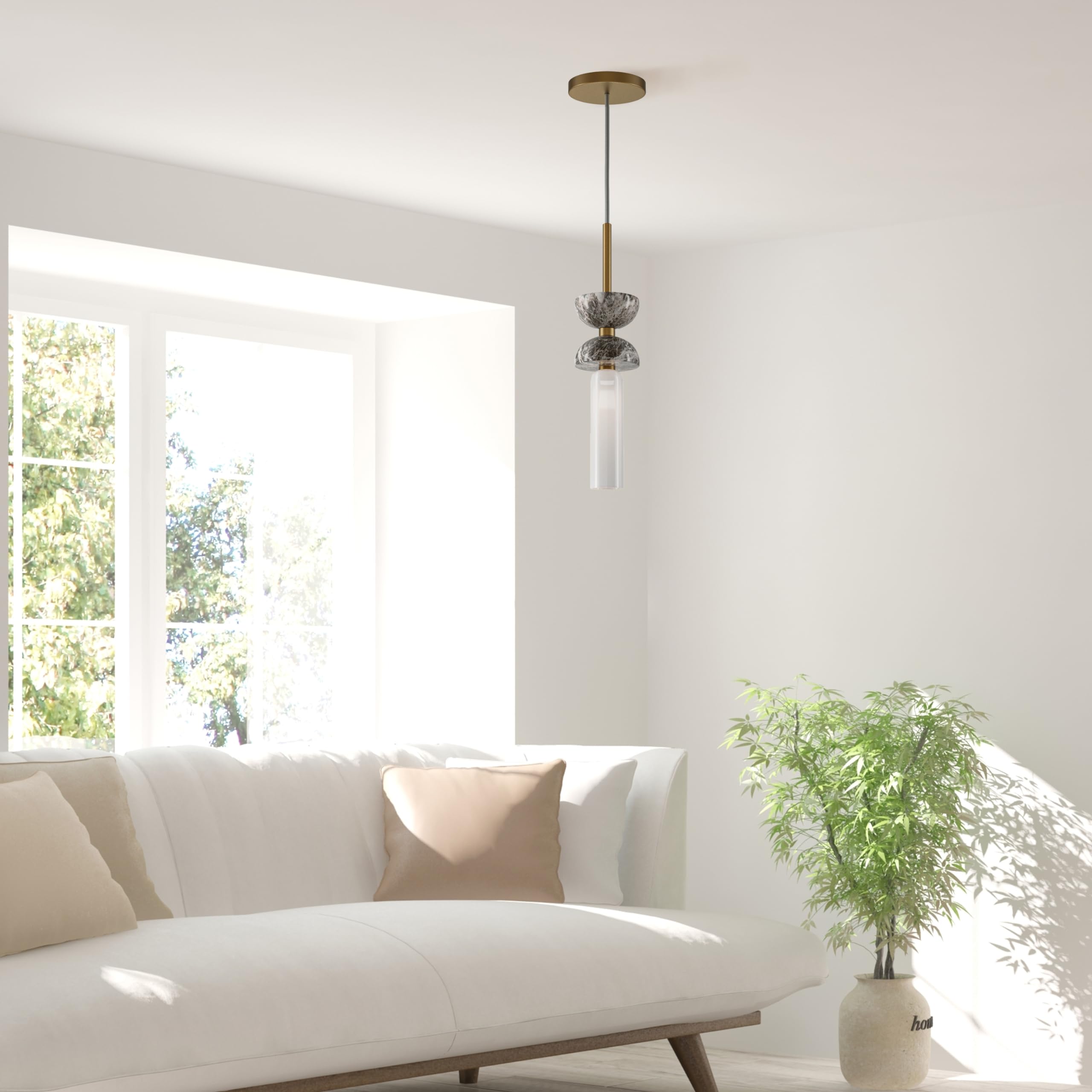 Lampada a Sospensione Kyoto in Metallo Oro e Cristallo Grigio per Soggiorno, Cucina, Camera da Letto, Sala da Pranzo, Ufficio