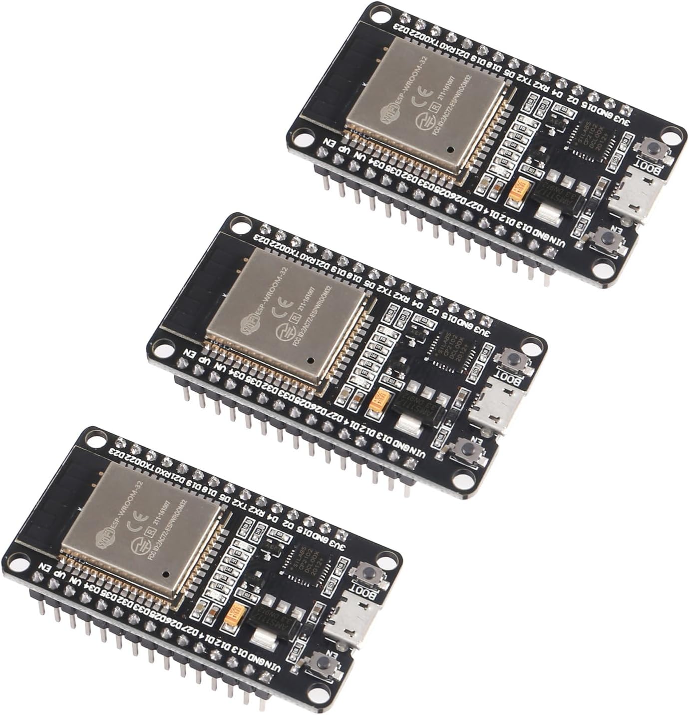 Aokin ESP32 ESP-WROOM-32 Development Board 2.4 GHz WiFi and Bluetooth Dual Cores Microcontroller ESP-WROOM-32 Chip for Arduino NodeMCU, 3 Pcs