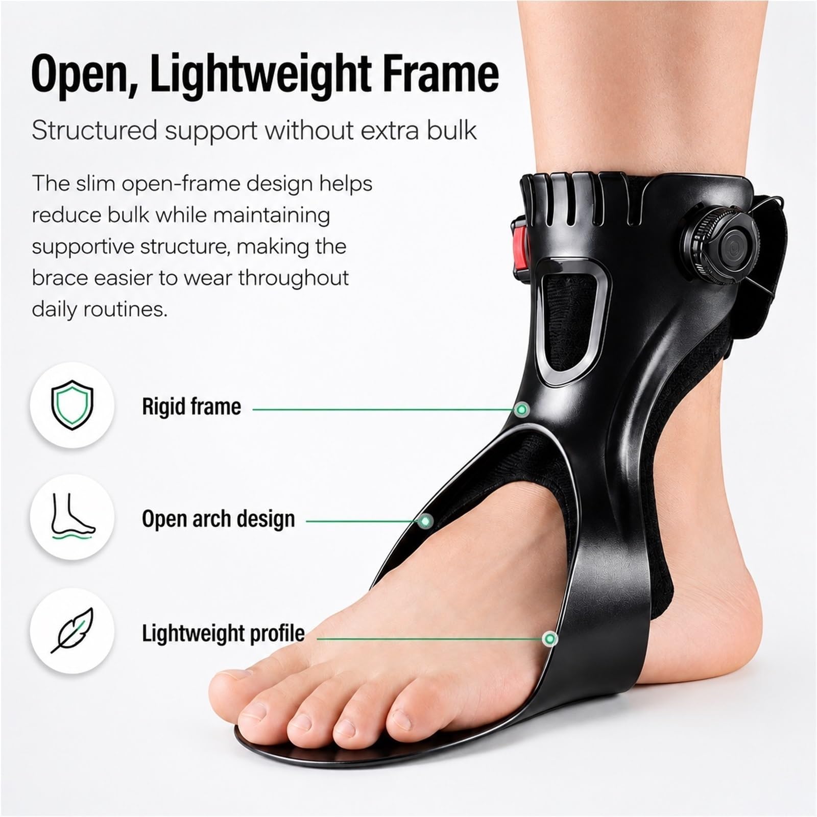 Orteza na Opadającą Stopę Stabilizator do Chodzenia w Butach Elastyczna i Lekka Konstrukcja Wsparcie Rehabilitacyjne Ergonomiczne Dopasowanie dla Kobiet i Mężczyzn(XL)