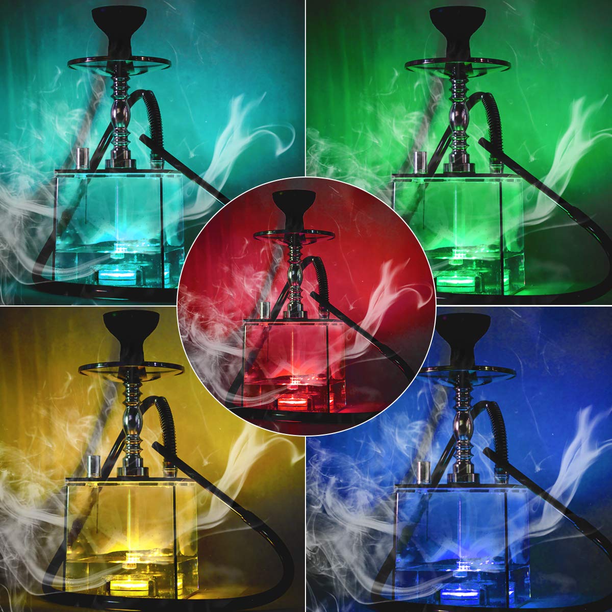 Hookah, Hookah Set Modern Cube Acrylic Hookah with Silicone Hookah