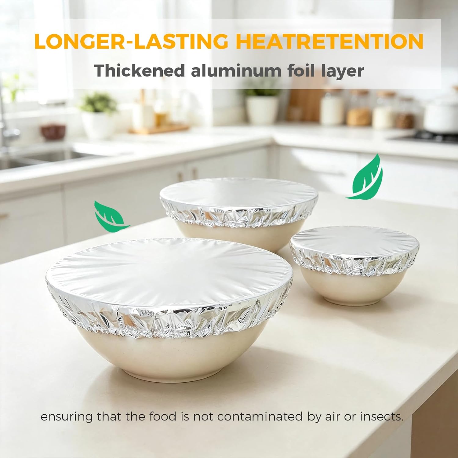 30-Pack Reusable Aluminum Foil Food Covers – Elastic Heat-Retaining Bowl Lids with Continuous Warmth, Versatile for Kitchen Meals, Outdoor Parties & Picnics image 2