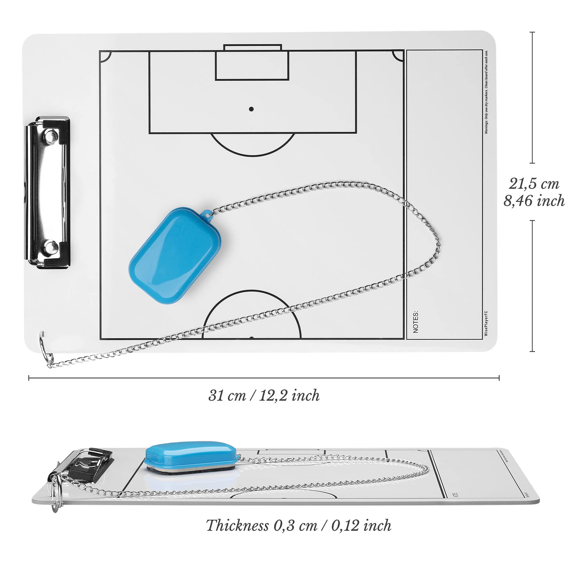 Pizarra Táctica Fútbol Reversible para Entrenadores con Silbato, Hojas y Bolsa