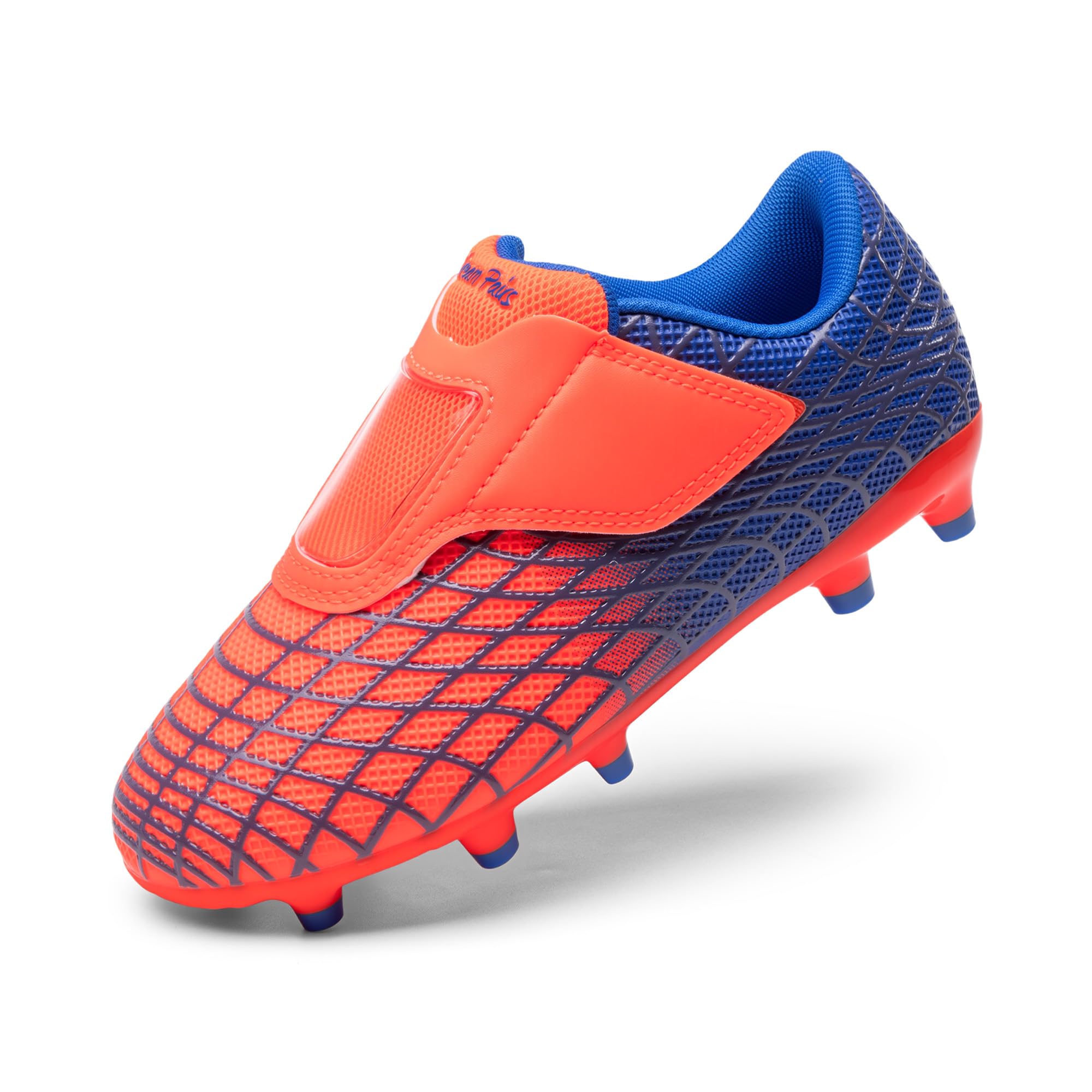 DREAM PAIRS Boys Girls Soccer Cleats Firm Ground Kids Youth Athletic Outdoor Football Shoes,Size 11 Little Kid,Orange/Blue,KKUMSO2510