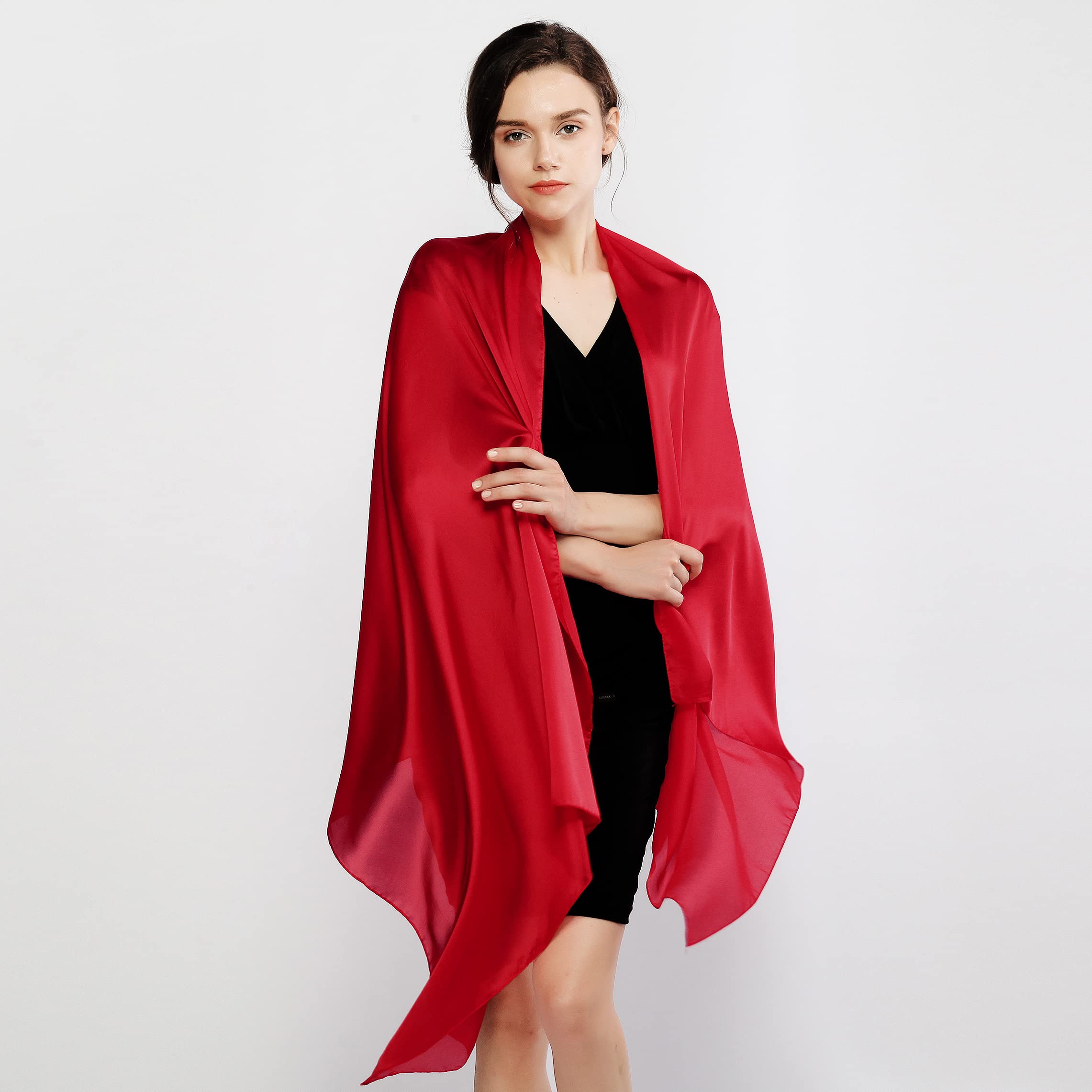 RIIQIICHY Foulard Sciarpa Seta Donna Pashmina Stola Scialle Cerimonia Abito da Sera Elegante Sposa