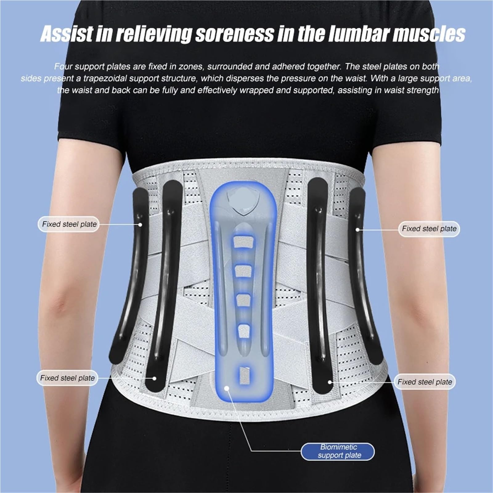 Fascia Lombare Supporto 1 tutore for la schiena for alleviare il dolore nella parte inferiore, cintura di supporto lombare con cuscinetto, design ergonomico(XXL)