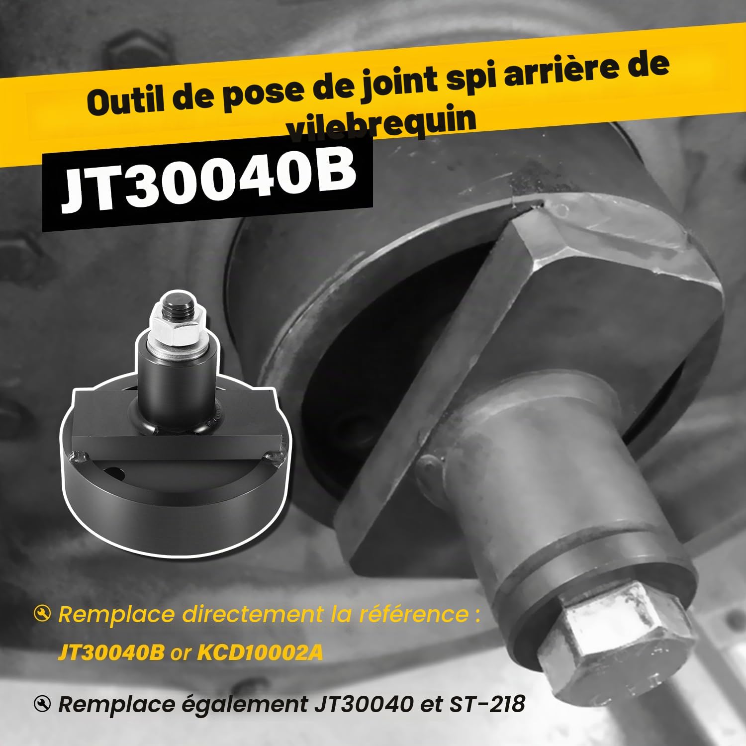 JT30040B Installateur de joint principal arrière de vilebrequin, convient pour John Deere 4045 152 164 180 202 219 239 329 359 414 Outil d'installation de moteur, remplace JT30040, KCD10002A, ST-218