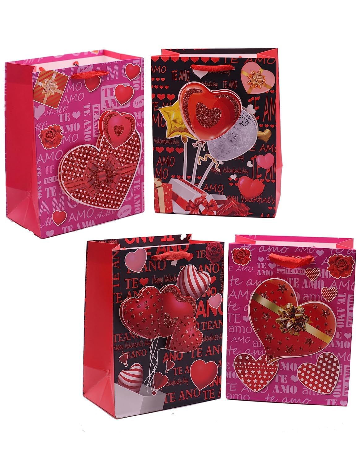 HOMETIC Multi Valentine’s Day Rose Love Cardboard Gifts Paper Bags for Gifting People with Rich Taste on Collage/School/Anniversary/Birthday Parties and Wedding Candy Bag(Set of 4) (B0CJRW984C) Amazon Price History, Amazon Price Tracker