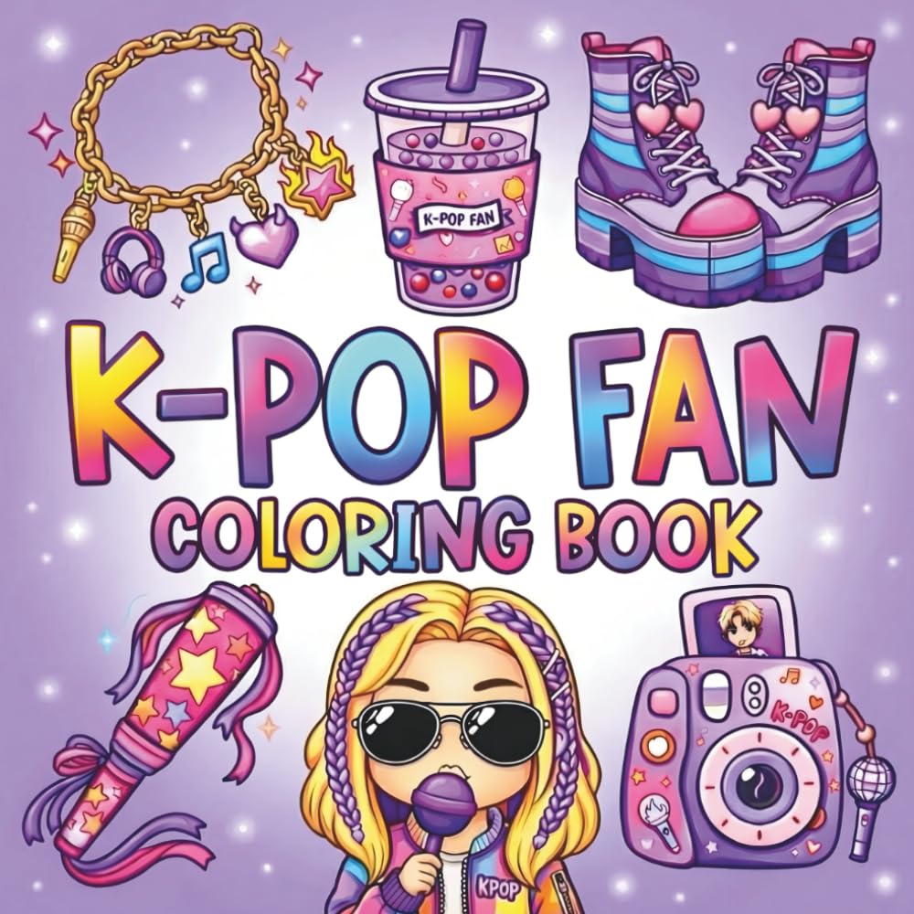 Kpop Coloring Book: Cute K pop Bold and Easy Coloring Book for Teens and Adults, Perfect Gift for Teenage Girls, Chibi Music Theme Girly Aesthetic, Cozy K-pop Coloring for Women and Girls