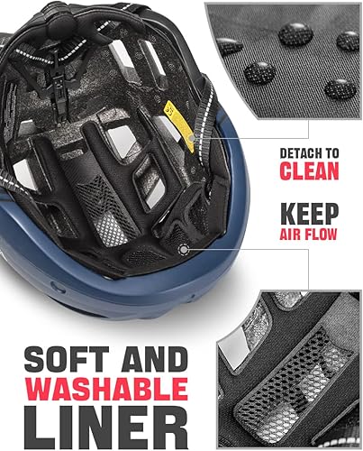 Miniatura 8 de VICTGOAL Casco de bicicleta con luz trasera recargable por USB, gafas magnéticas desmontables, visera solar extraíble, cascos de bicicleta de