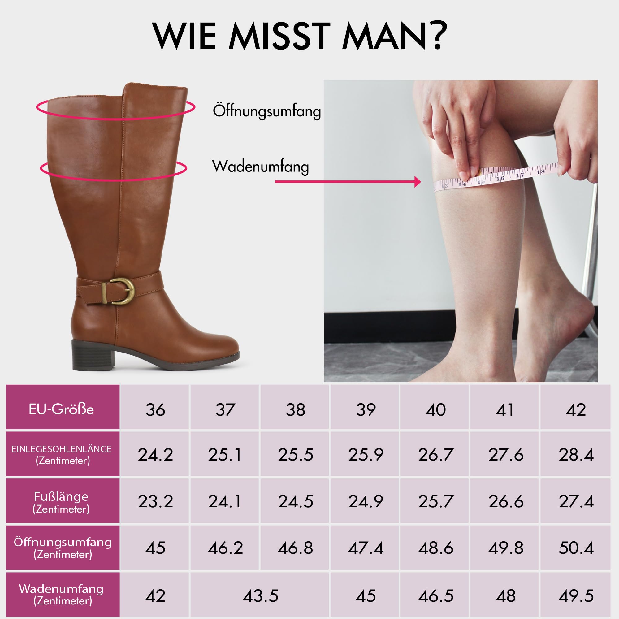 Hawkwell Bottes hautes pour femme avec fermeture extra large au mollet et et fermeture éclair latérale