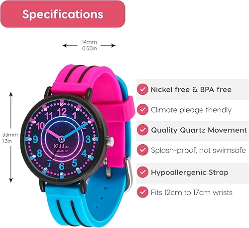 Miniatura 6 de Kiddus Reloj para niños, niños y niñas, reloj de aprendizaje de tiempo para niños, primer reloj de pulsera a partir de 5 años, manecillas de horas y