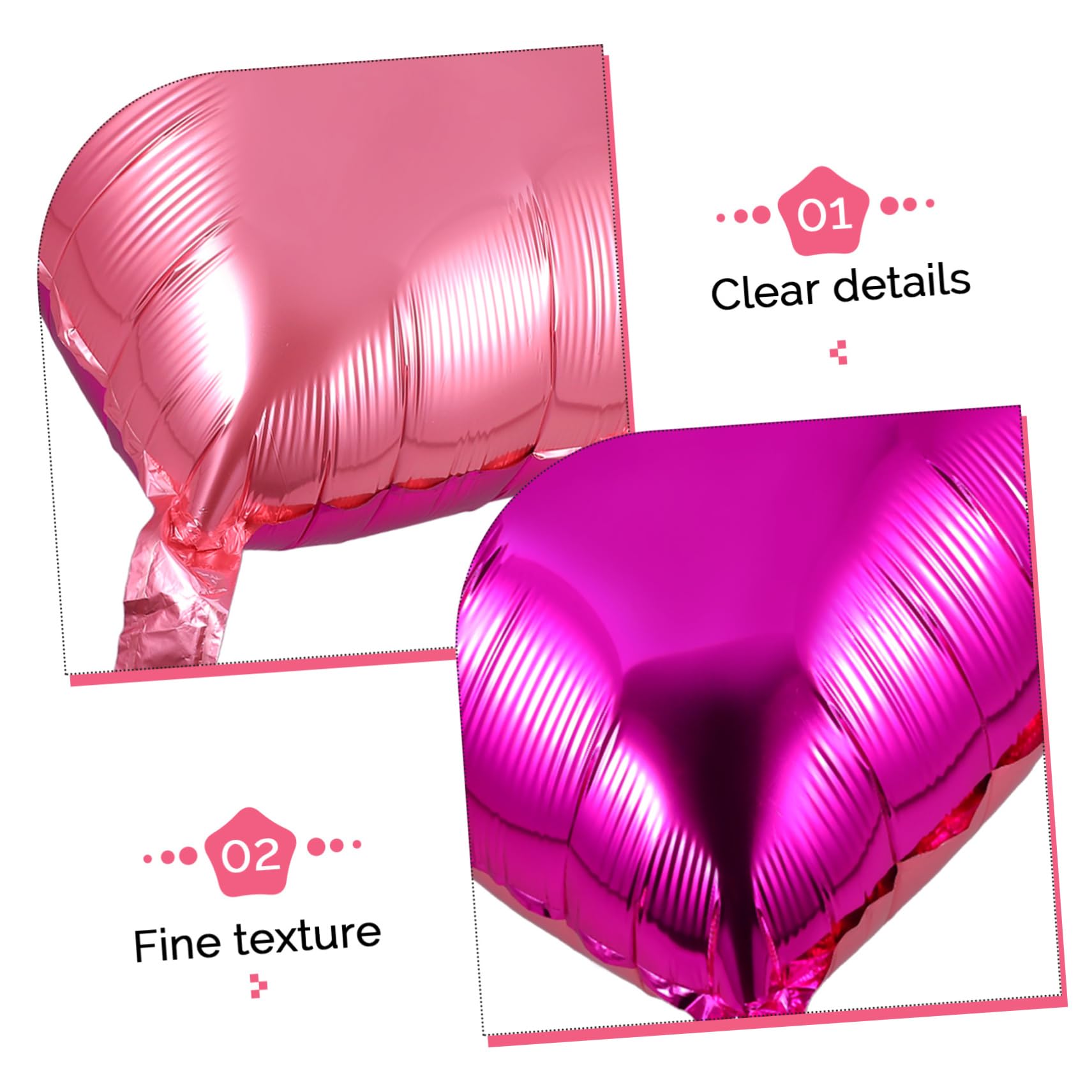 Quadratische Folienballons 50 Stück aus Aluminiumfolie für Feier | Doppelseitig Zweifarbig, mit Bindeband, Hintergrunddeko für Hochzeit und Besondere Anlässe